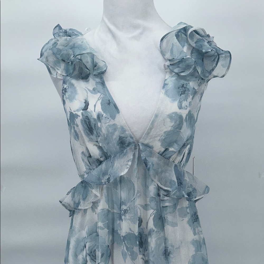 New AQUA Ruffle Trim Maxi Dress - Exclusive, Size Medium, Floral Dress - Picture 7 of 14